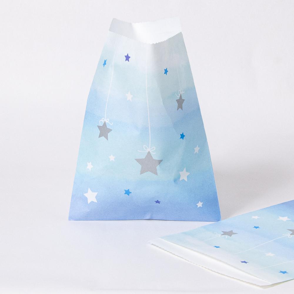 One Little Star Blue Paper Party Bags X10