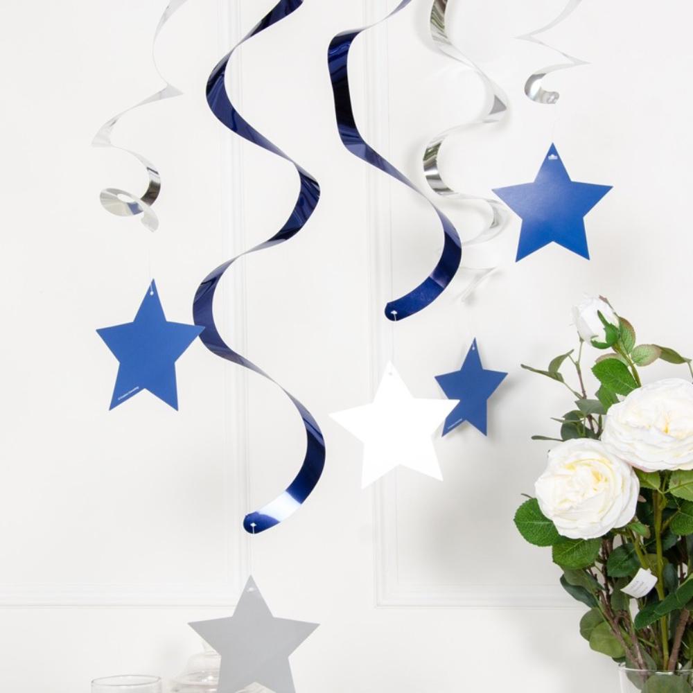 One Little Star Blue Ceiling Decorations X5