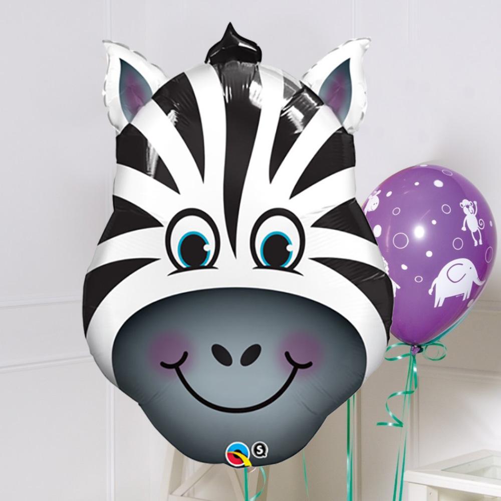 Click to view product details and reviews for Supershape Smiling Zebra Helium Balloon 32”.