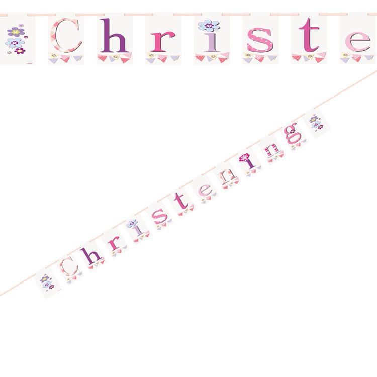 Click to view product details and reviews for Christening Pink Bunting Party Banner.
