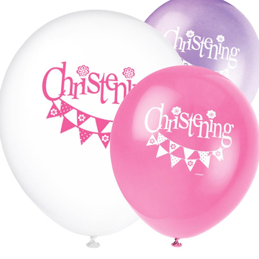 Christening Pink Party Latex Balloons X8