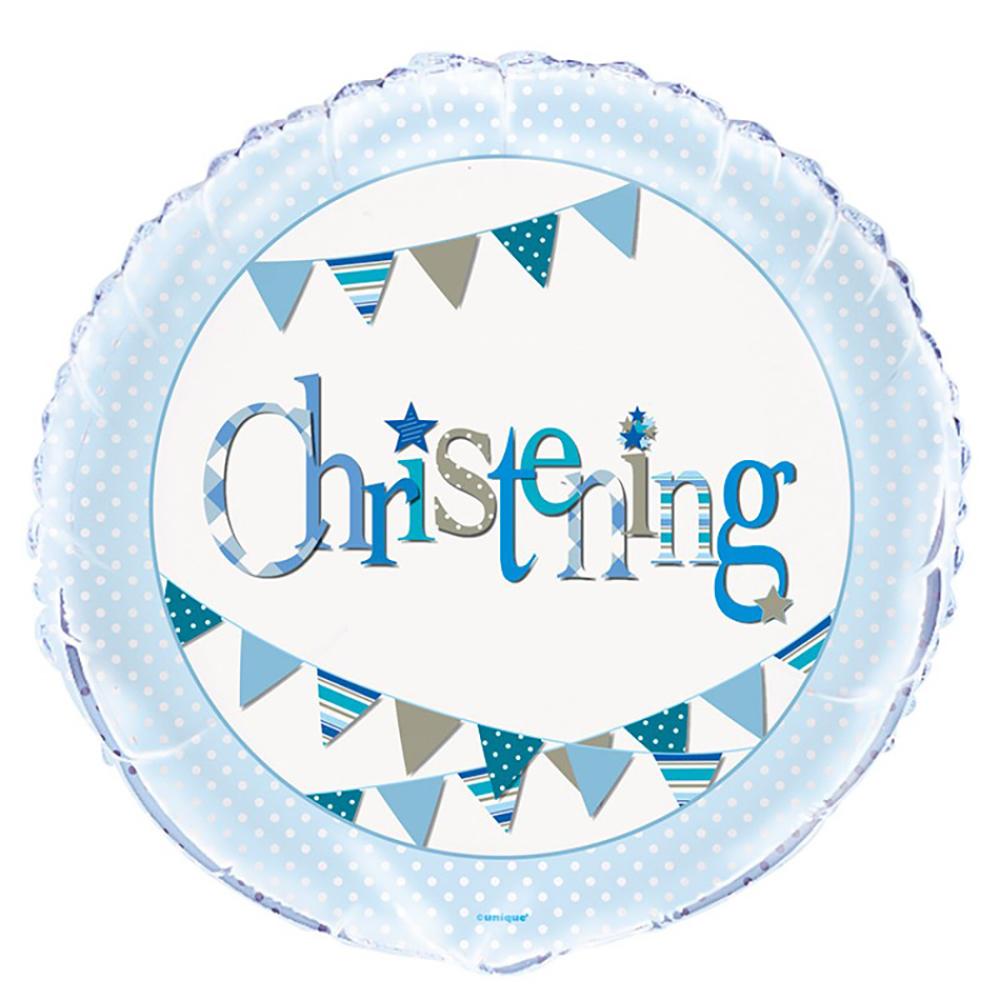 Click to view product details and reviews for Christening Blue Party Helium Balloon.