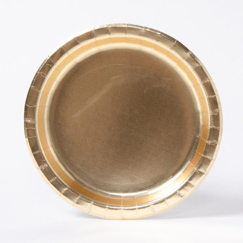 Metallic Gold Paper 9in Plates - Round (x8) | Party Tableware | Party ...