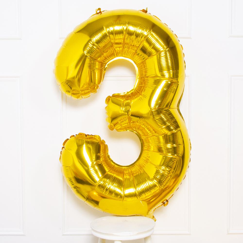 Click to view product details and reviews for Supershape Gold 34 Helium Balloon Number 3.