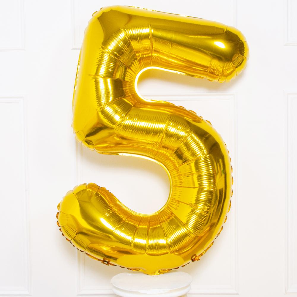 Click to view product details and reviews for Supershape Gold 34 Helium Balloon Number 5.