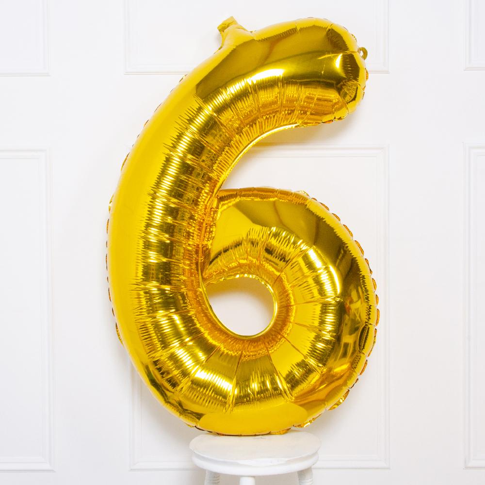 Click to view product details and reviews for Supershape Gold 34 Helium Balloon Number 6.