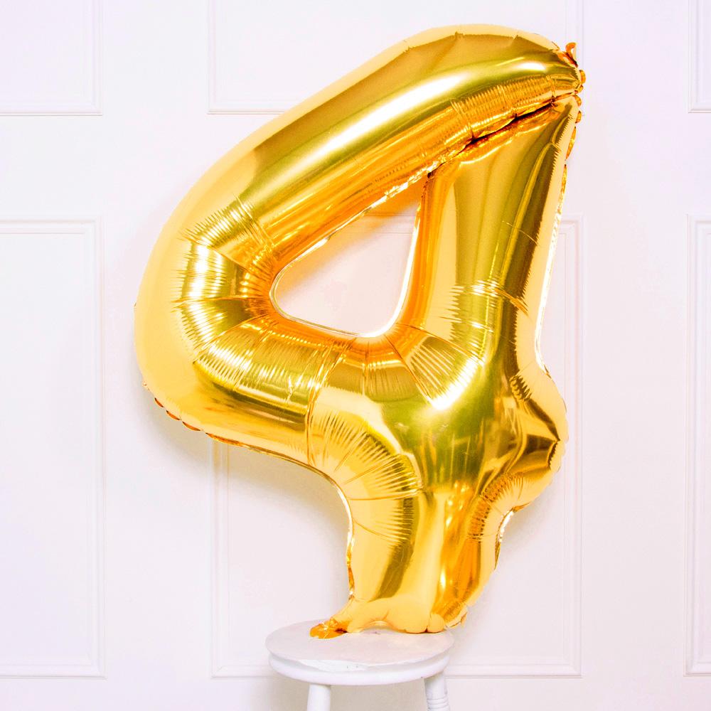 Click to view product details and reviews for Supershape Gold 34 Helium Balloon Number 4.