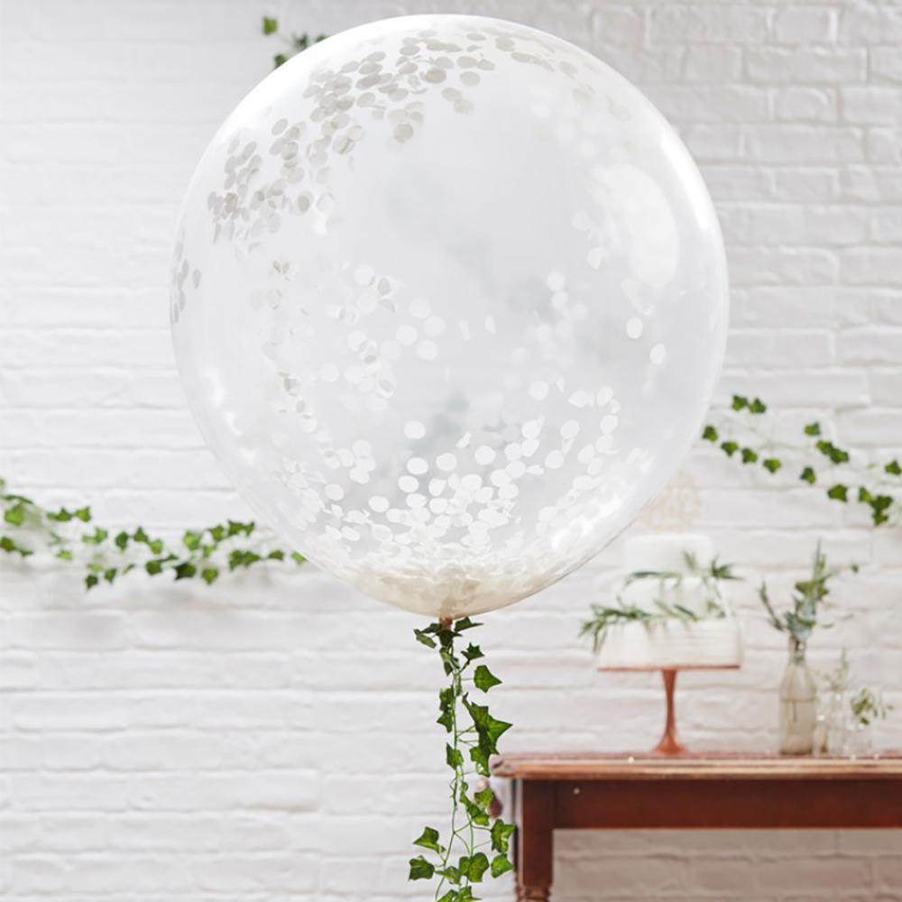 Giant White Confetti Party Balloons X3