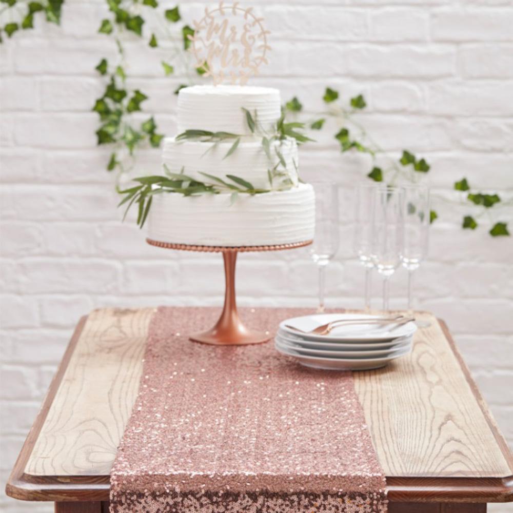 Table Runner Sequin Rose Gold