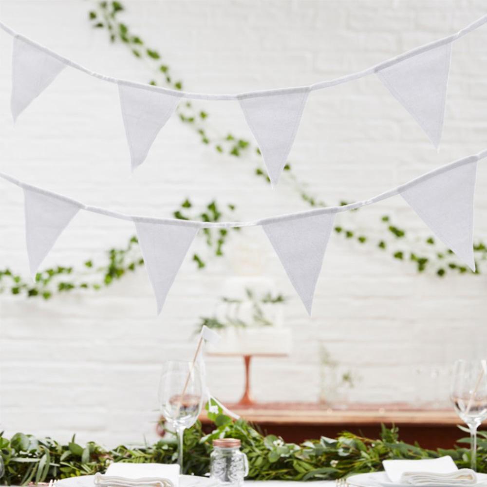 Click to view product details and reviews for White Fabric Party Flag Bunting.