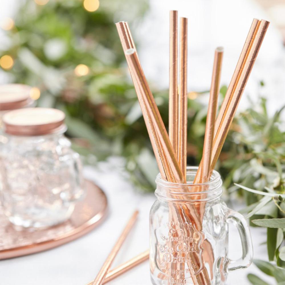 Rose Gold Foil Straws X25