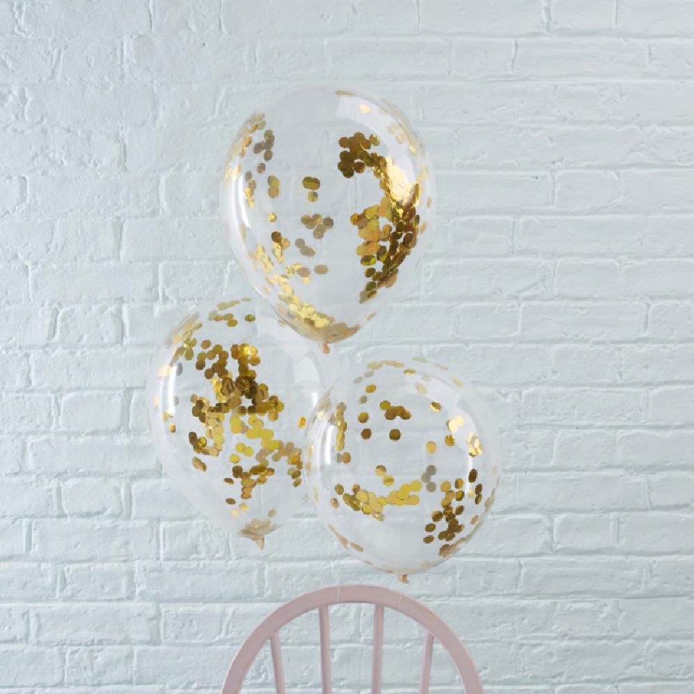 Click to view product details and reviews for Pick And Mix Gold Confetti Party Balloons X5.