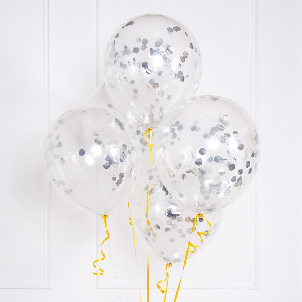 Click to view product details and reviews for Pick And Mix Silver Confetti Party Balloons X5.