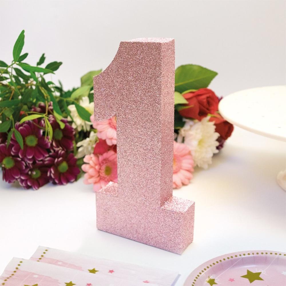 Click to view product details and reviews for Pink Glitter Number 1 Table Decoration.