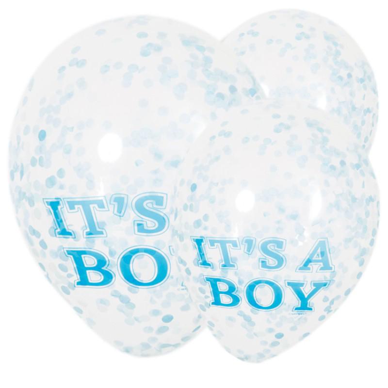 Its A Boy Blue Confetti Latex Balloons X6