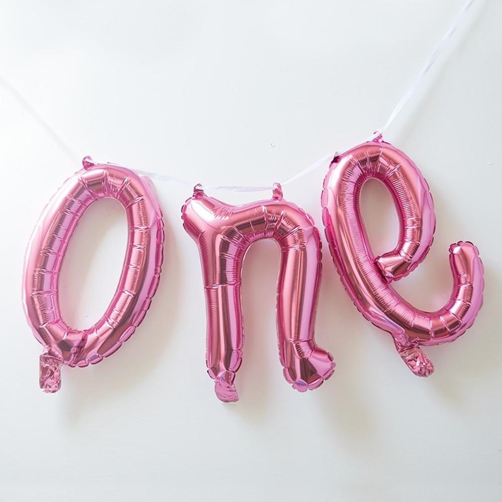 One Air Filled Foil Phrase Balloon Bunting Pink Each