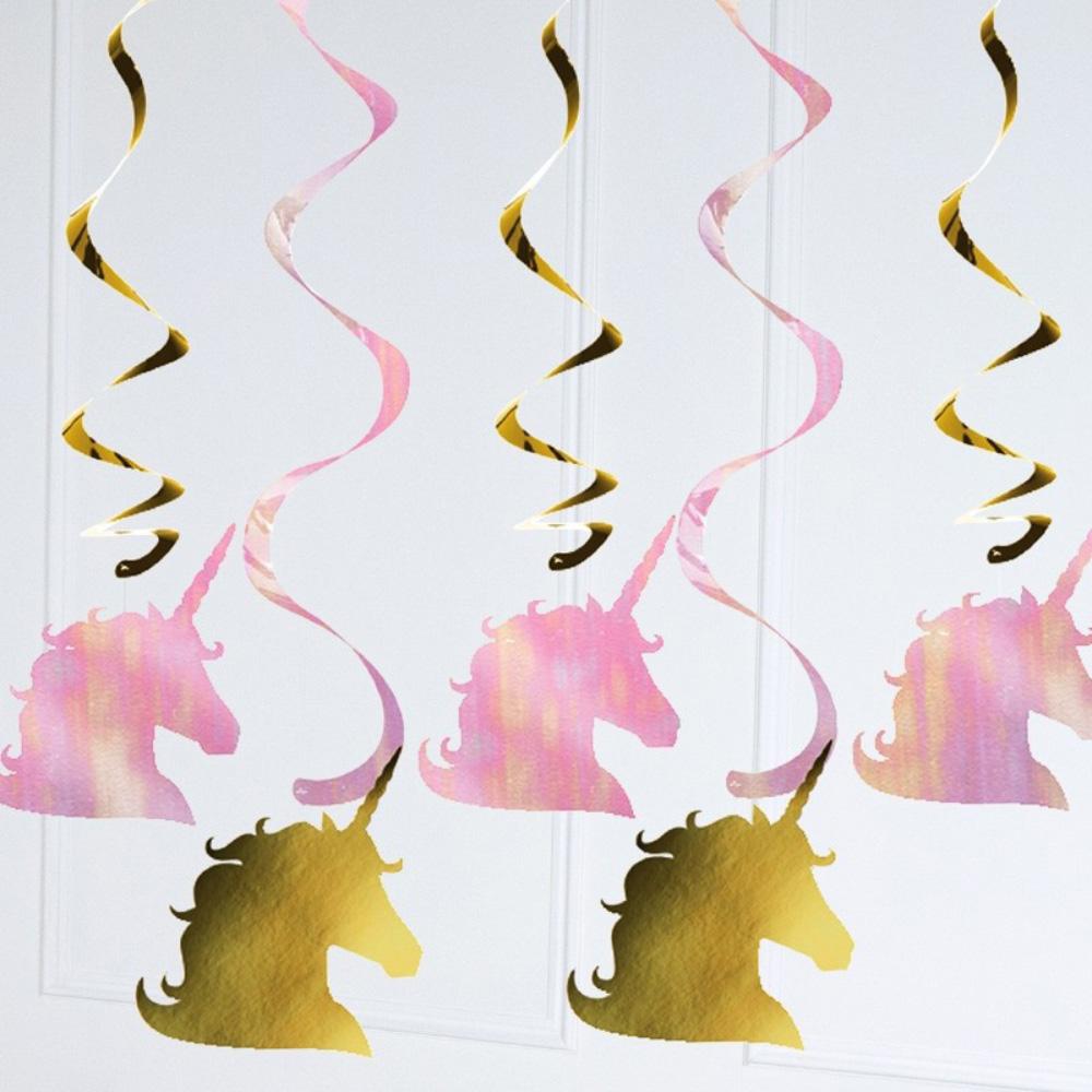 Click to view product details and reviews for Unicorn Sparkle Swirl Ceiling Decorations X5.