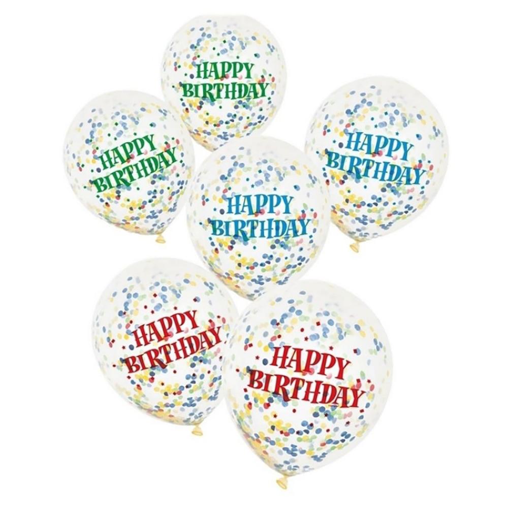 Bright Birthday Confetti Party Balloons X6