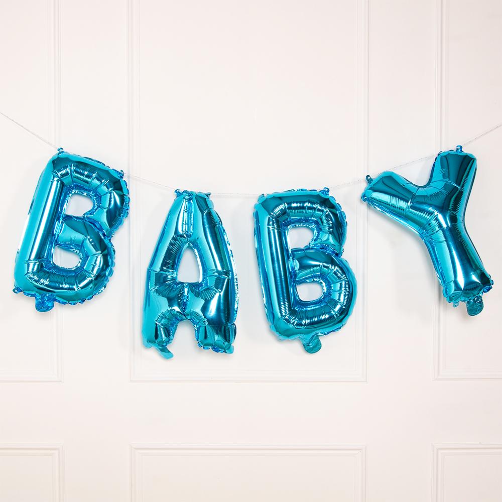 Baby Air Fill Foil Phrase Balloon Bunting Blue
