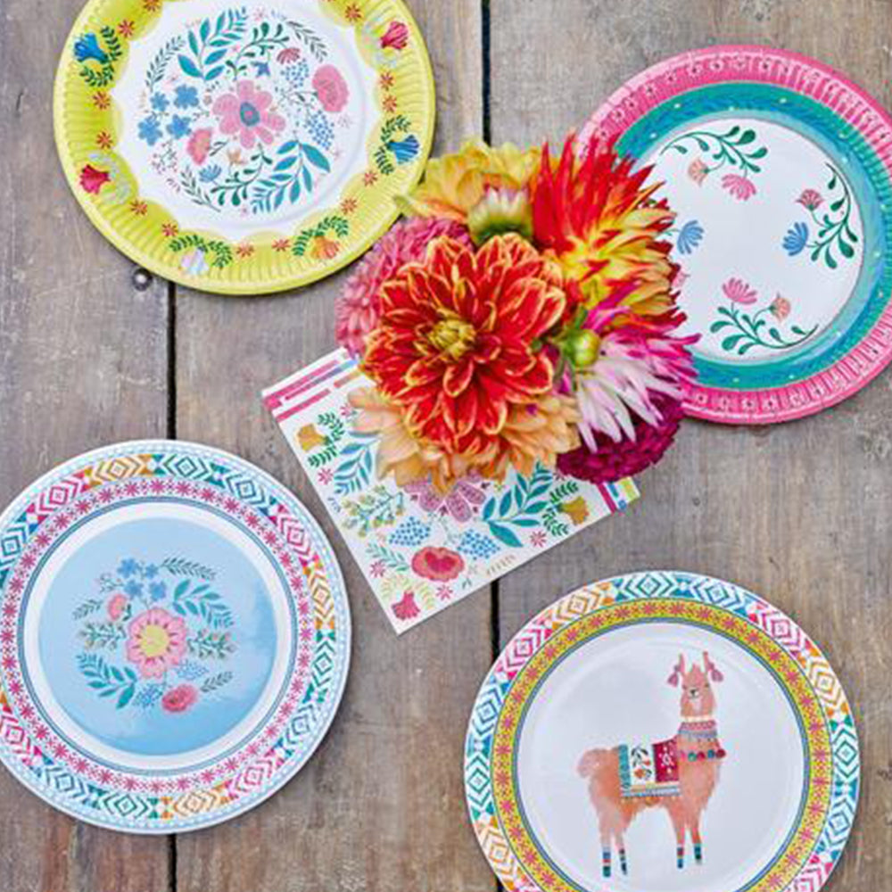 Boho Party Floral Party Plates X12