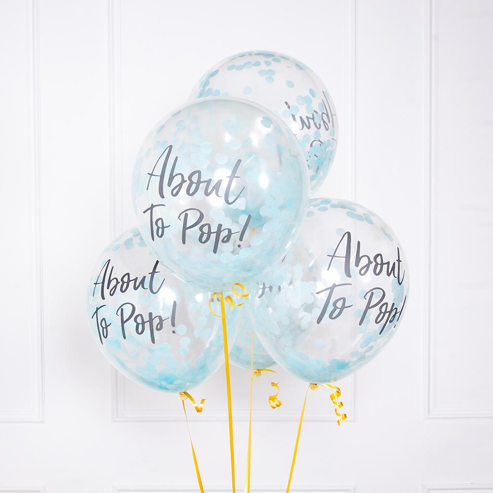 Oh Baby Party Confetti Balloons Blue About To Pop X5