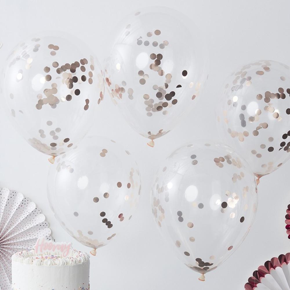 Click to view product details and reviews for Pick And Mix Rose Gold Confetti Balloons X5.