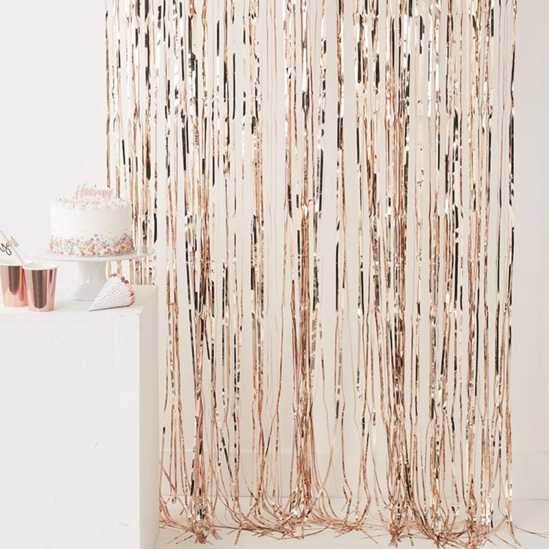 Pick And Mix Rose Gold Fringe Curtain Rose Gold Party Decorations Rose Gold Party Supplies Party Pieces