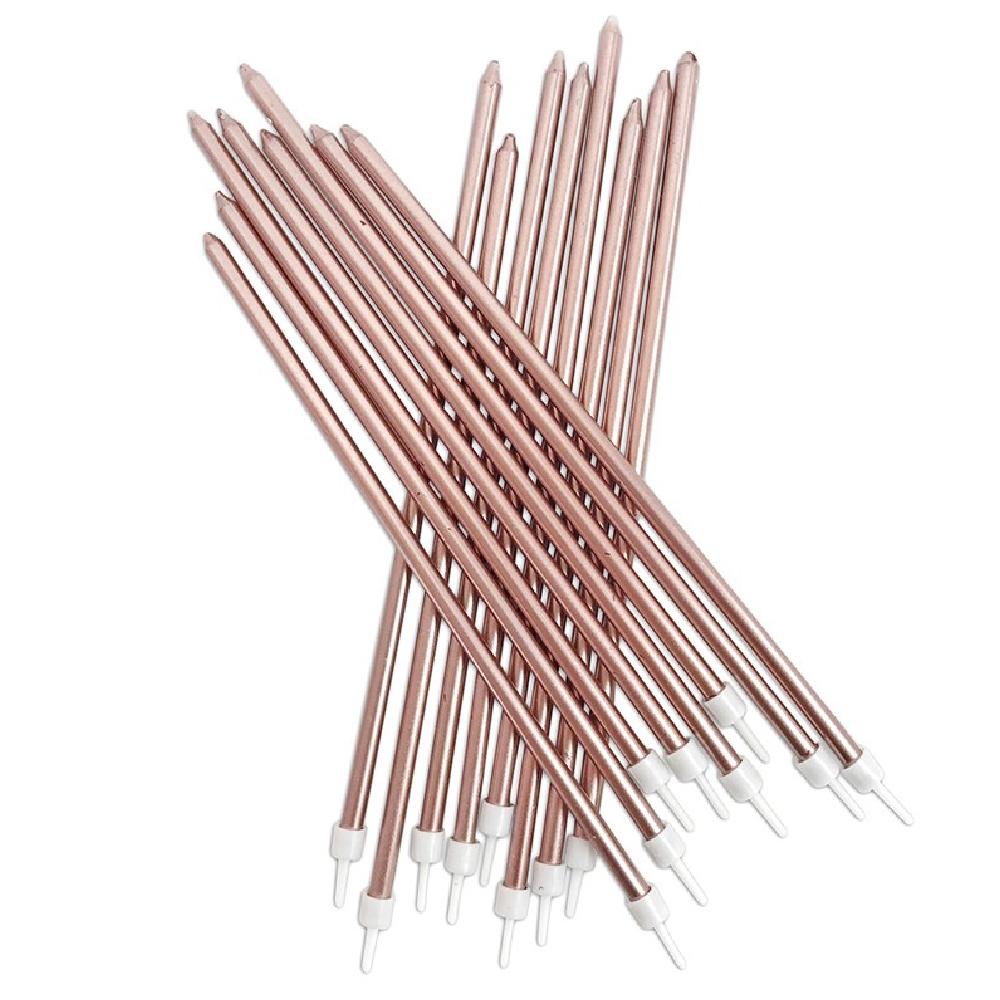 Tall Metallic Candles Rose Gold X16