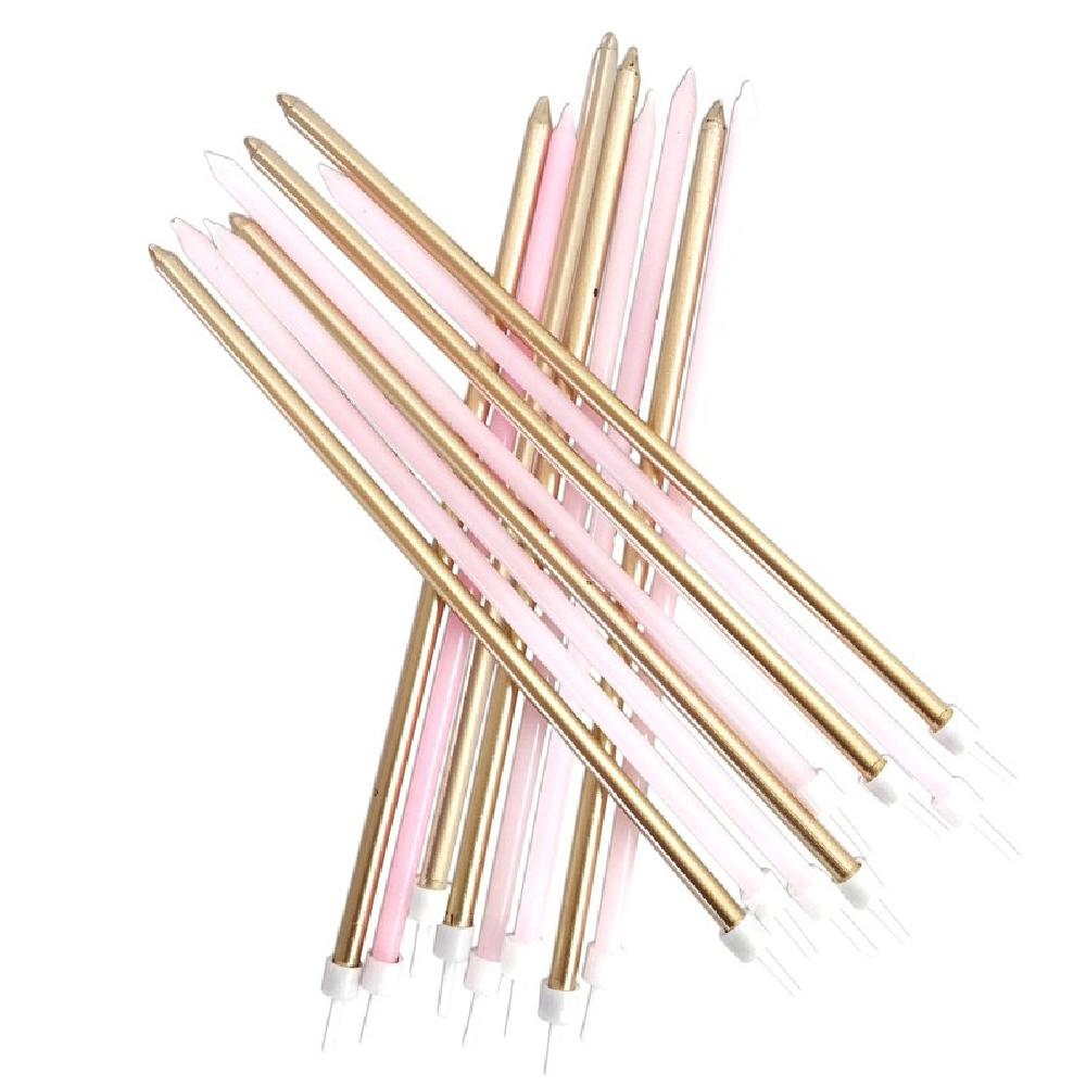 Click to view product details and reviews for Tall Metallic Candles Pink And Gold X16.