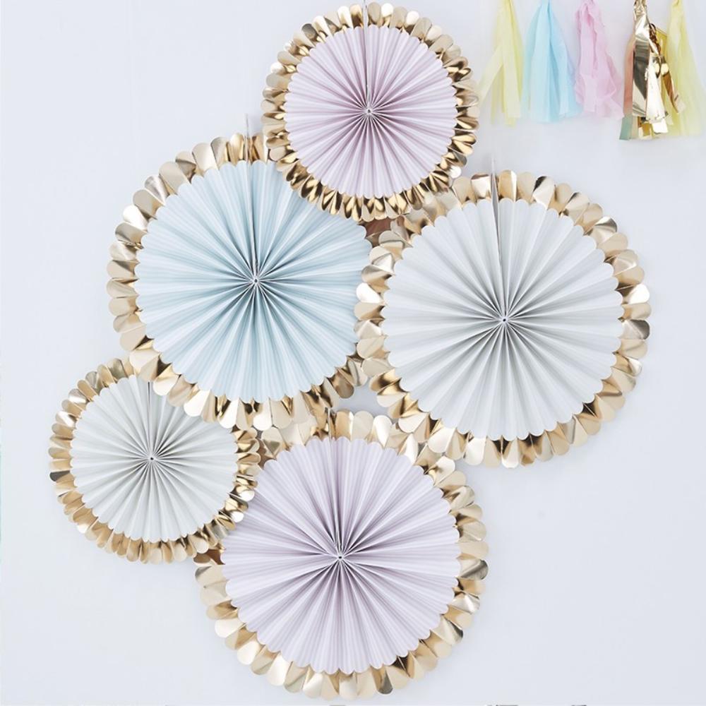 Decorative Party Fans Pastel Gold X5