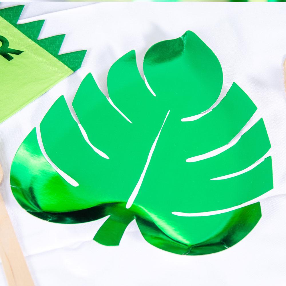 Click to view product details and reviews for Green Palm Leaf Paper Party Plates X8.