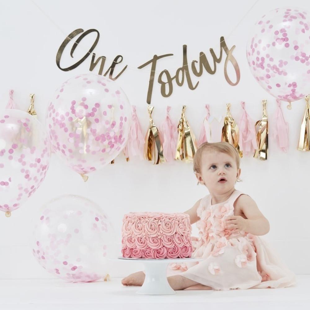 Pink And Gold 1st Birthday Decorating Kit