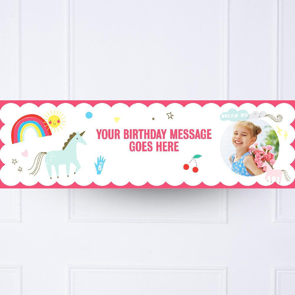Click to view product details and reviews for Unicorn Rainbow Personalised Party Banner.