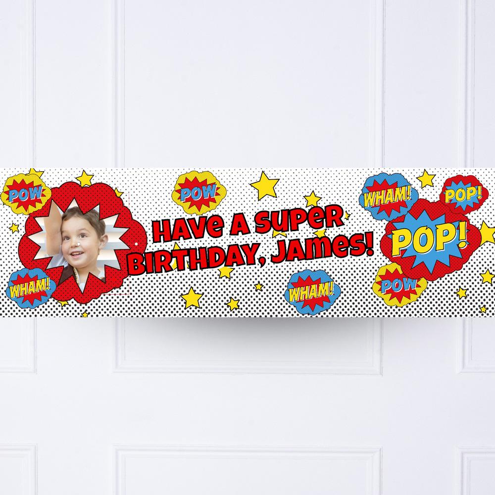 Click to view product details and reviews for Pop Art Superhero Personalised Party Banner.