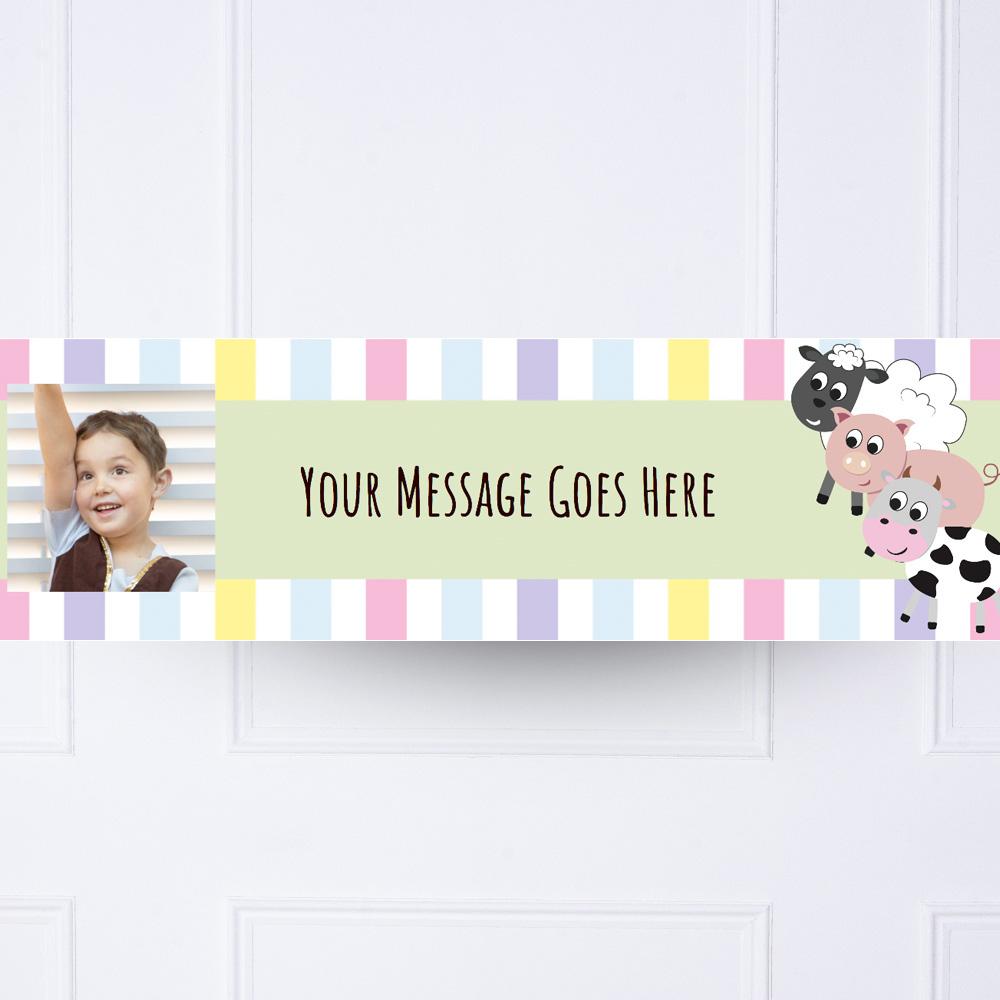 Click to view product details and reviews for Farm Yard Animals Personalised Party Banner.