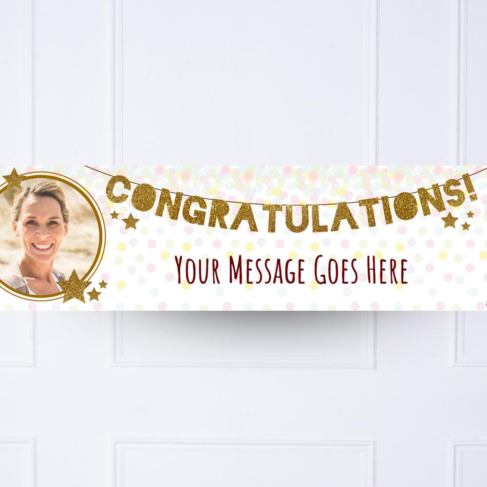 Click to view product details and reviews for Gold Garland Congratulations Personalised Party Banner.