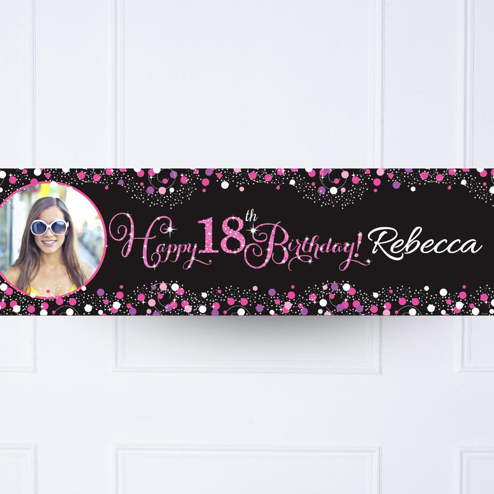 Click to view product details and reviews for Pink Celebration 18th Personalised Party Banner.