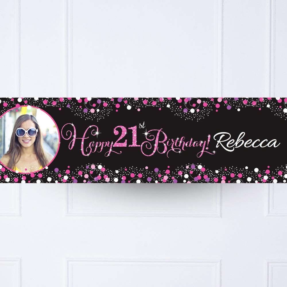 Click to view product details and reviews for Pink Celebration 21st Personalised Party Banner.