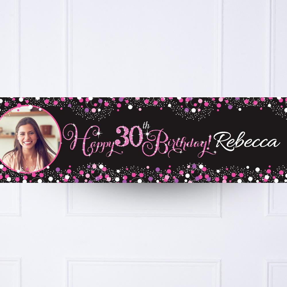Click to view product details and reviews for Pink Celebration 30th Personalised Party Banner.