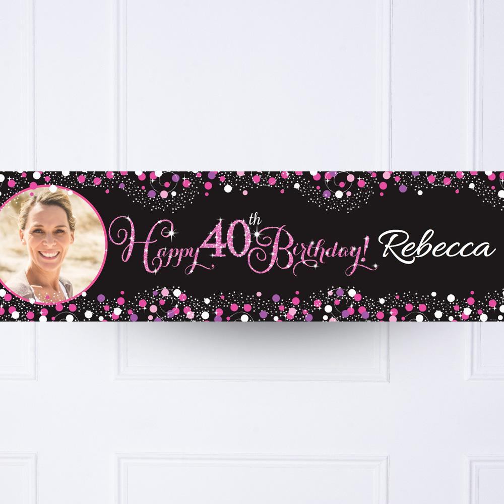 Click to view product details and reviews for Pink Celebration 40th Personalised Party Banner.