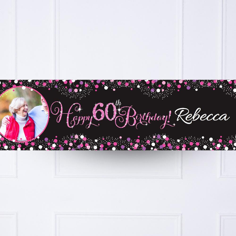 Click to view product details and reviews for Pink Celebration 60th Personalised Party Banner.