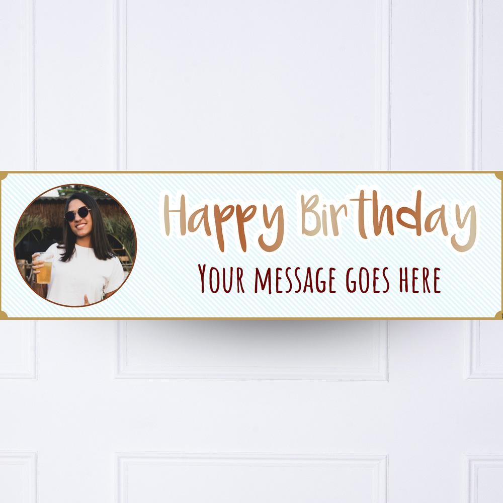 Click to view product details and reviews for Blue Stripe Birthday Personalised Party Banner.