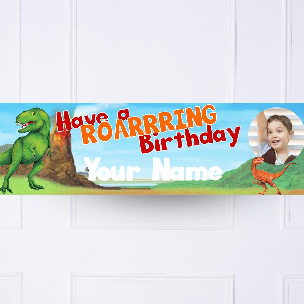 Click to view product details and reviews for Dinosaur Roar Personalised Party Banner.