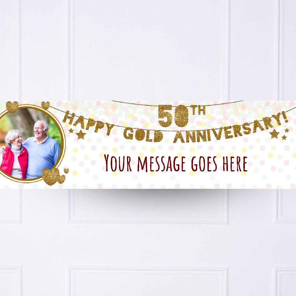 Click to view product details and reviews for 50th Golden Anniversary Personalised Party Banner.