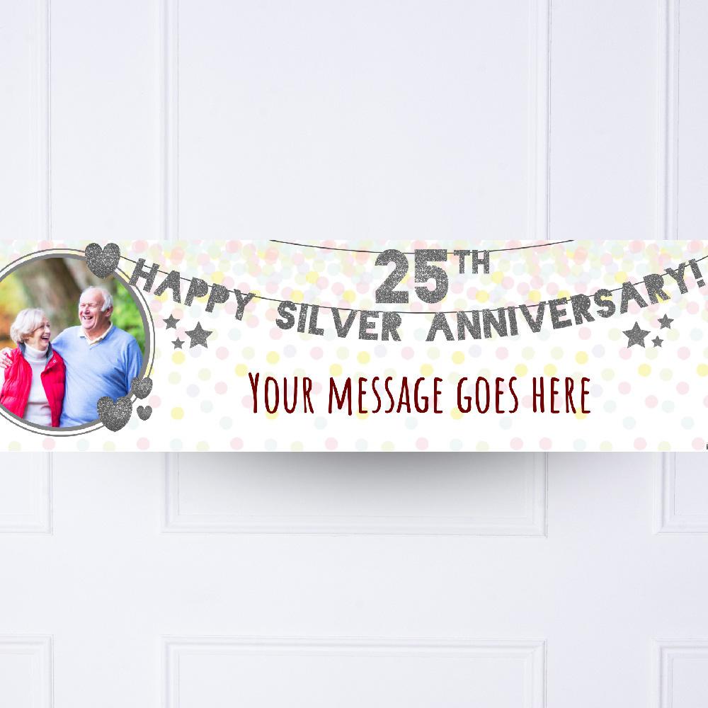 Click to view product details and reviews for 25th Silver Anniversary Personalised Party Banner.