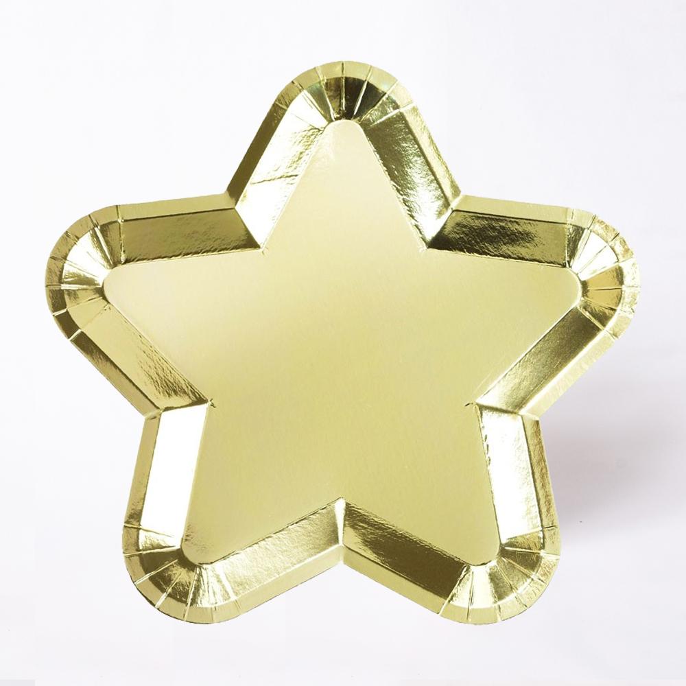 gold star shaped paper plates