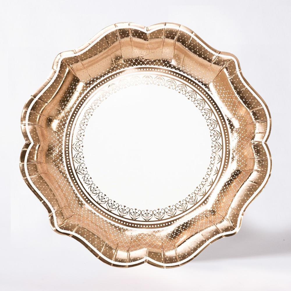 Click to view product details and reviews for Rose Gold Foil Plates X12.
