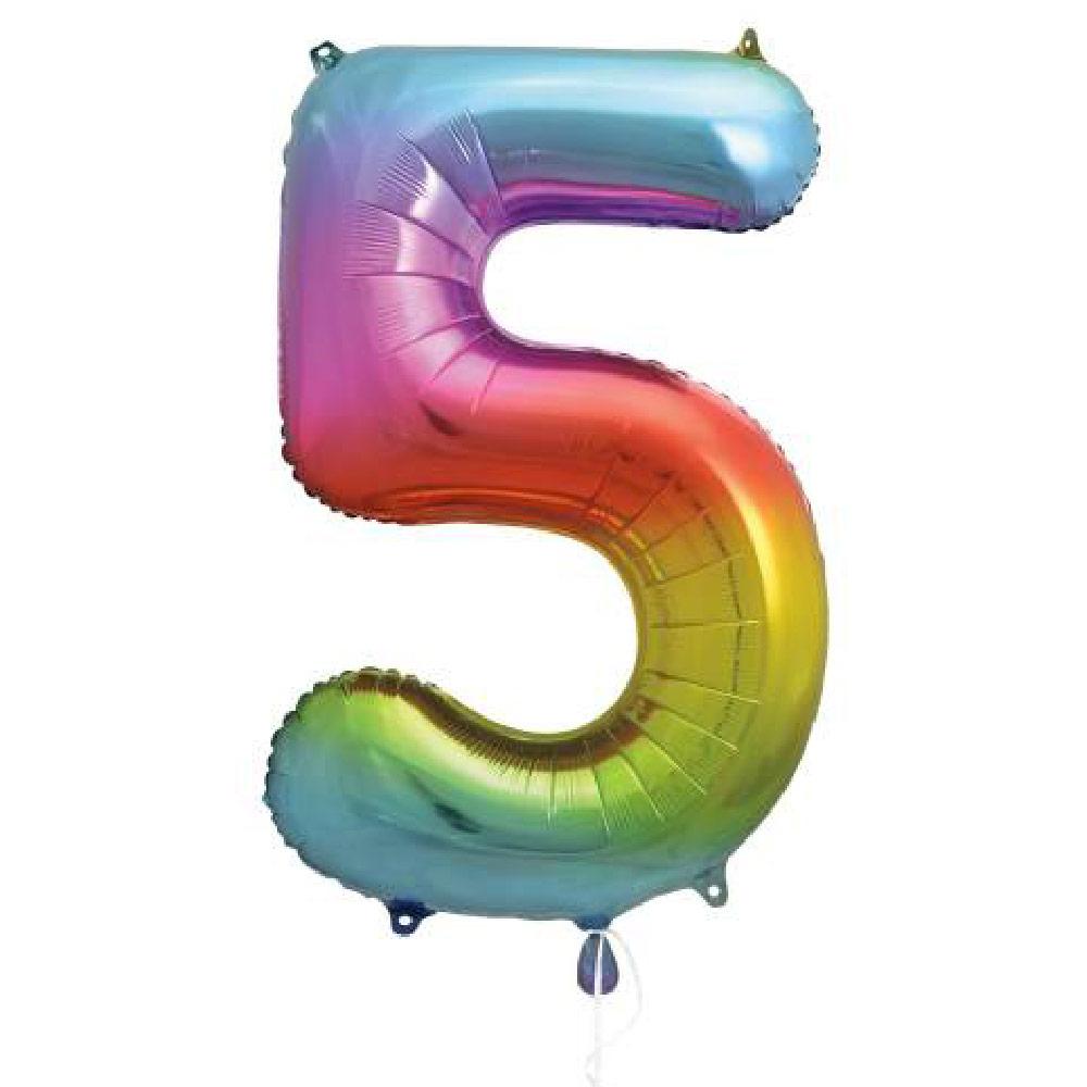 Click to view product details and reviews for Supershape Rainbow 34 Helium Balloon Number 5.