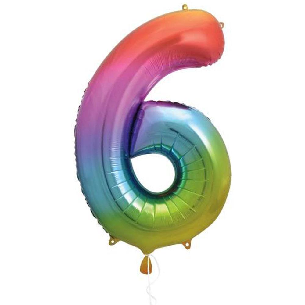 Click to view product details and reviews for Supershape Rainbow 34 Helium Balloon Number 6.