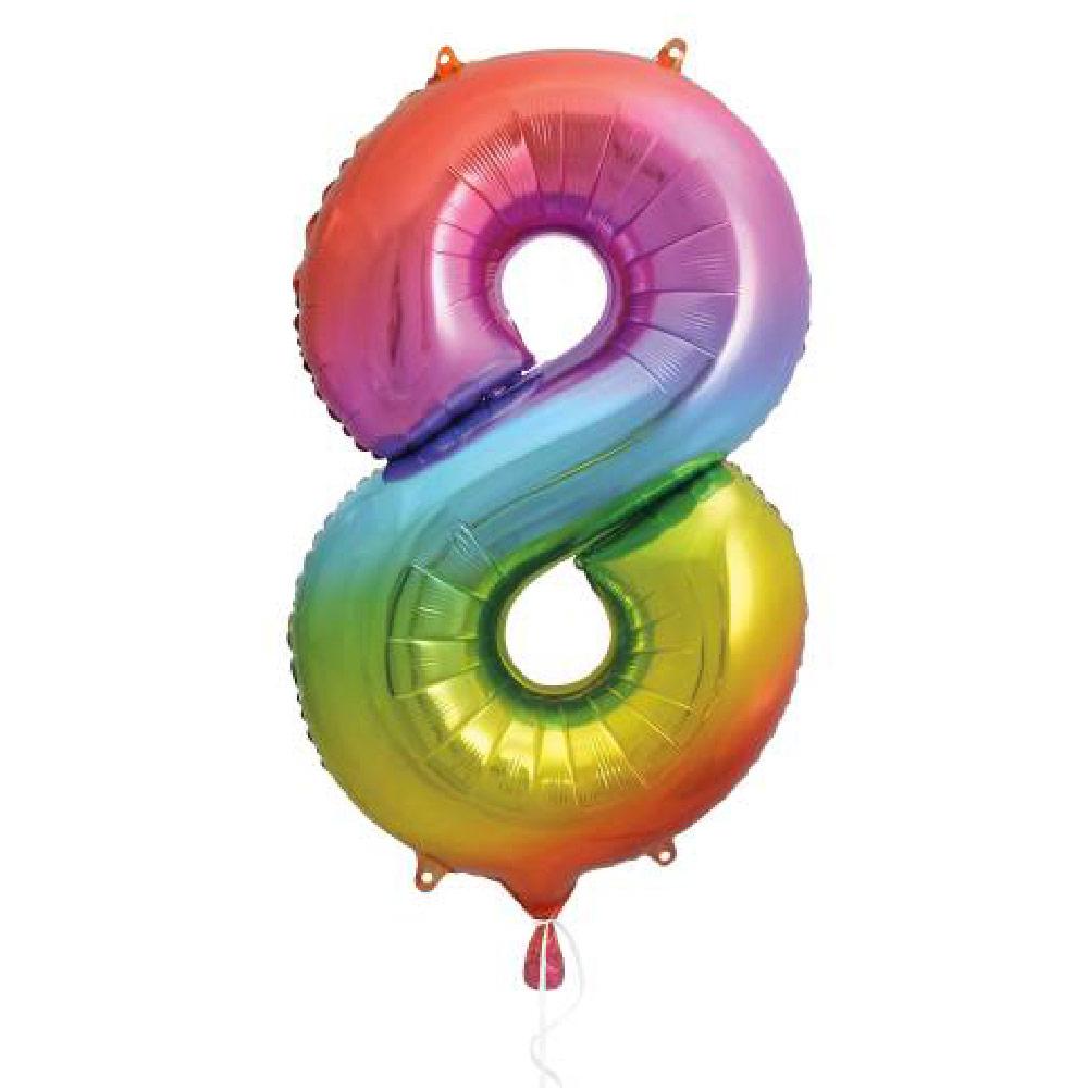 Click to view product details and reviews for Supershape Rainbow 34 Helium Balloon Number 8.